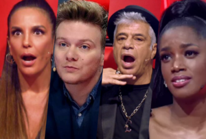 Ivete, Teló, Lulu e Iza  no The Voice Brasil da Globo (Foto reprodução)