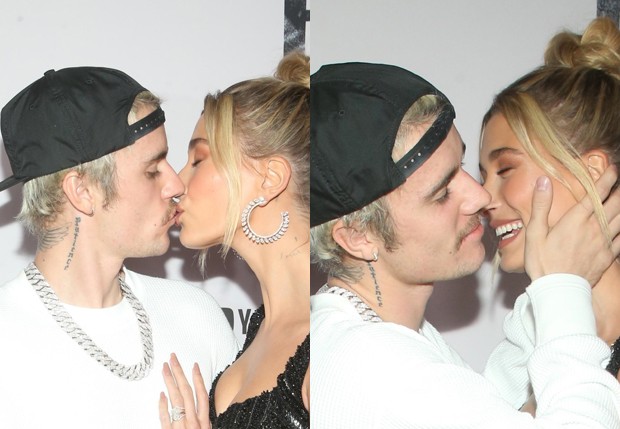 Justin Bieber flagrado aos beijos com a mulher (Foto: BackGrid)