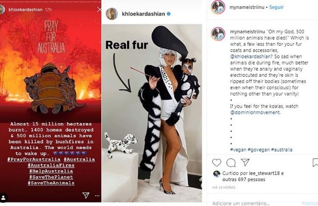 Khloé Kardashian é detonada por fã após posicionamento sobre os incêndios na Austrália (Foto: Reprodução / Instagram)