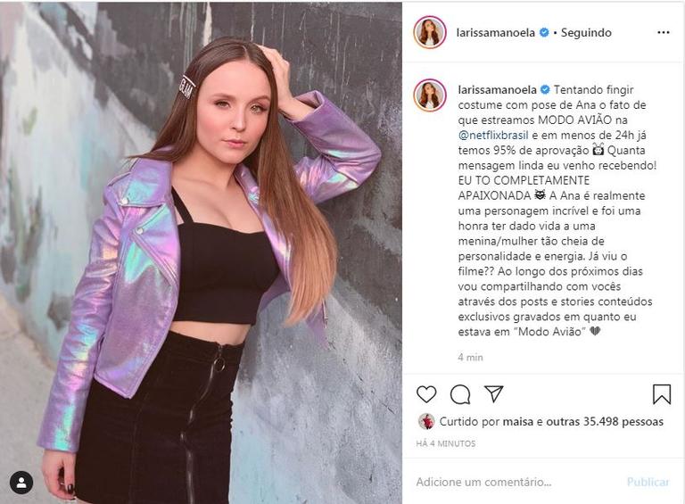 Larissa Manoela aposta em decotão para divulgar 'Modo Avião' (Foto: Reprodução/Instagram)