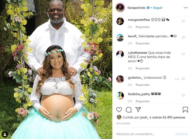 Péricles encanta seguidores ao relembrar ensaio fotográfico com esposa grávida: ''O mais sublime amor'' Foto:Reprodução/Instagram