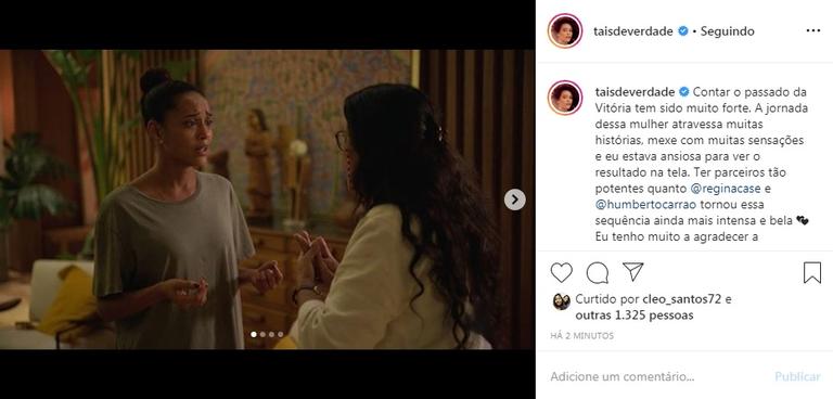 Taís Araujo agradece sua participação na novela Amor de Mãe (Foto: Instagram) Taís Araujo agradece sua participação na novela Amor de Mãe (Foto: Instagram)