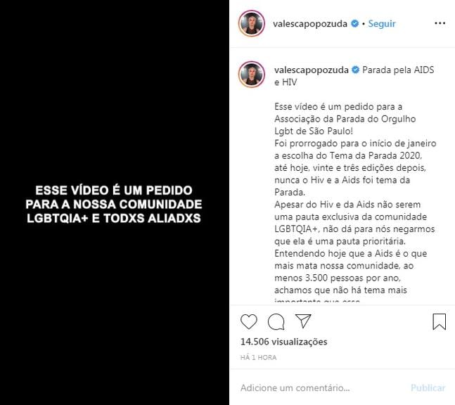 Valesca Popozuda pede que HIV seja tema da Parada LGBT (Foto: Instagram)