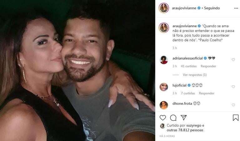 Viviane Araújo posta selfie coladinha no namorado gato e se derrete (Foto:Arquivo Pessoal)