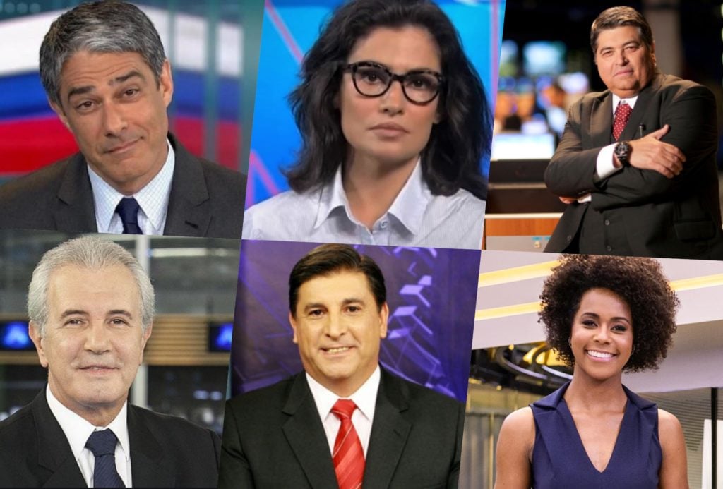 William Bonner, Datena, Renata Vasconcellos e Maju, quanto ganham os principais âncora da nossa TV (Foto montagem: TV Foco)