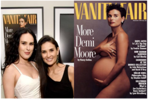 Demi Moore aparenta ter a idade da filha em evento que homenageia capa da atriz nua e grávida (Foto: Reprodução)