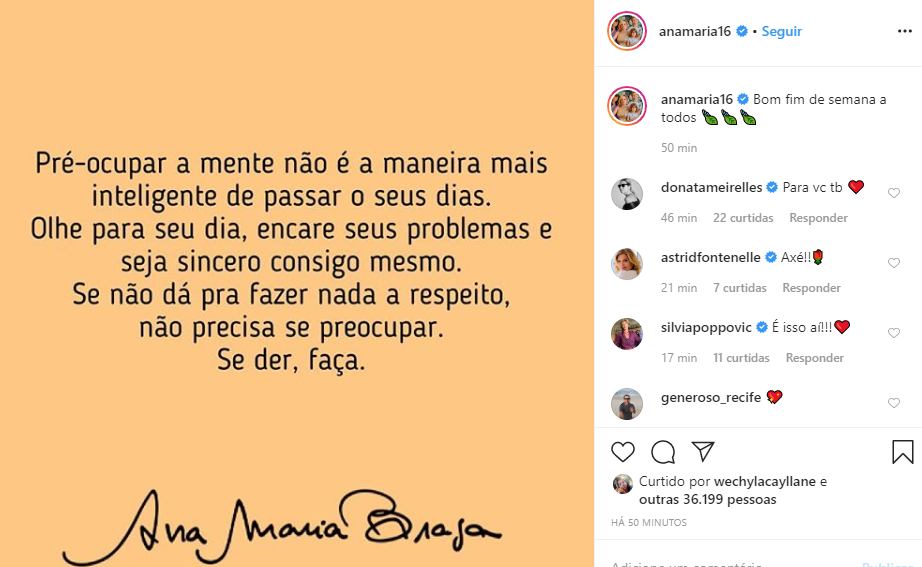 Ana Maria Braga mandou recado para os fãs 