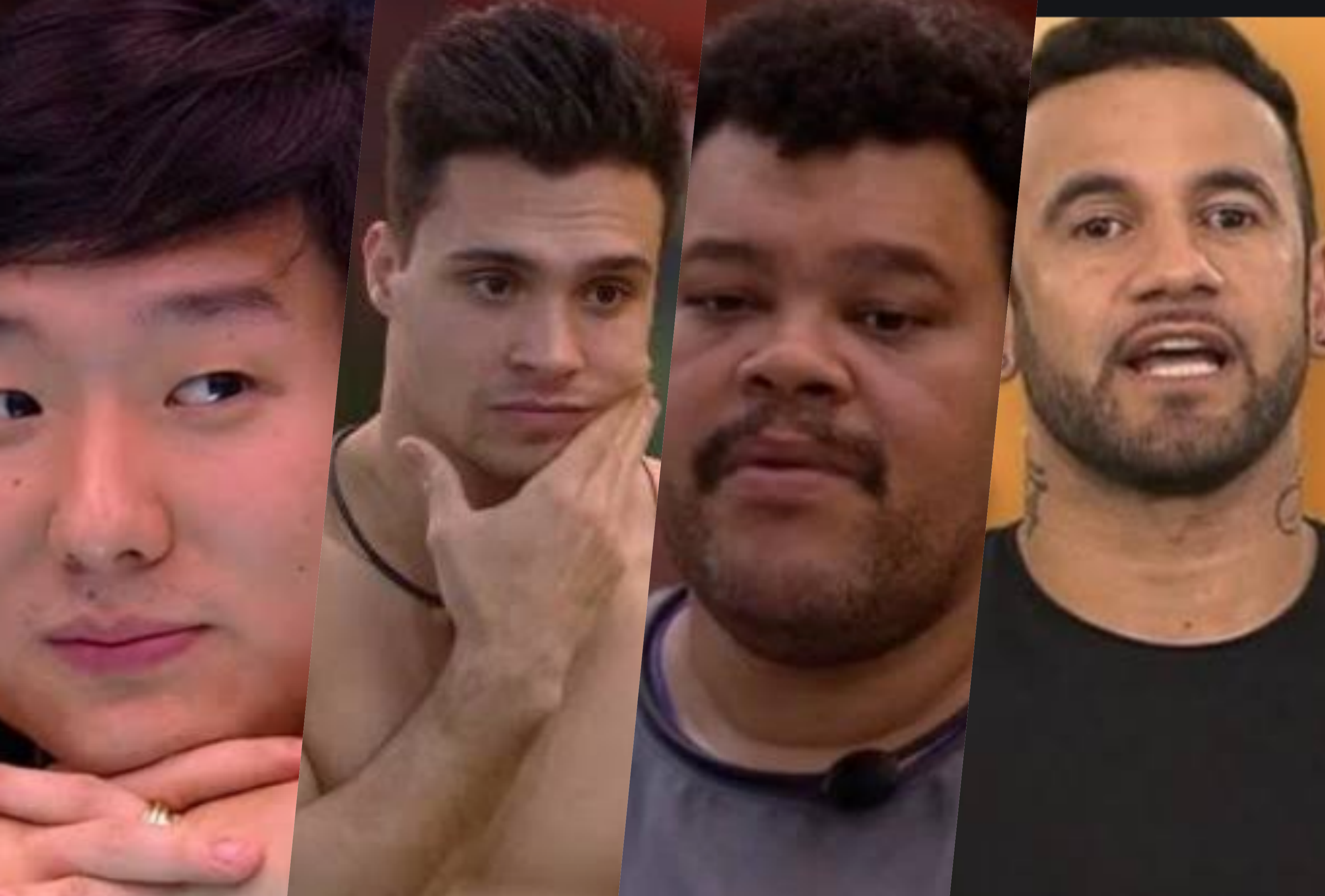 Pyong Lee, Petrix, BPyong Lee, Petrix, Babu e Hadson quem deve ser eliminado?abu e Hadson estão estão no paredão do BBB20 (Foto montagem: TV Foco)