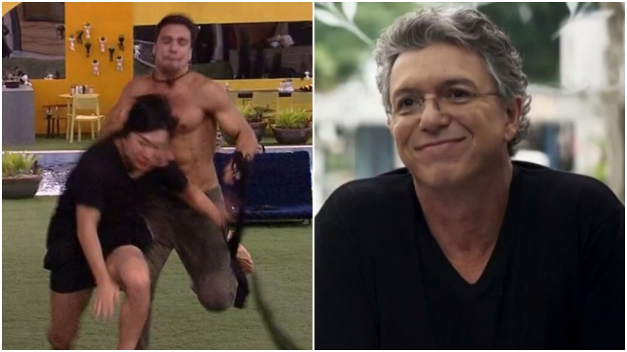 Boninho anunciou que produção do BBB vai avaliar empurrão de Petrix em Pyong (Foto: Reprodução/ Montagem TV Foco)