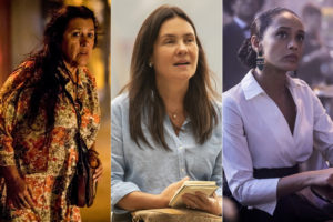 Regina Casé (Lurdes), Adriana Esteves (Thelma) e Taís Araújo (Vitória) são as protagonistas de Amor de Mãe (Foto: Globo/João Cotta/Montagem)