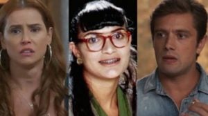 Em Salve-se Quem Puder, Alexia usa disfarce de Betty a Feia mas acaba desmascarada por Renzo (Montagem: TV Foco)