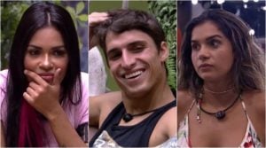 Flayslane, Felipe Prior e Gizelly teriam protagonizado triângulo amoroso no BBB20. (Foto: Montagem/Reprodução)