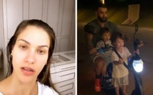 Andressa Suita exibiu Gusttavo Lima se divertindo com os filhos (Foto: Montagem)