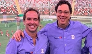 Caio Ribeiro e Casagrande em transmissão da Globo (Foto: Reprodução)