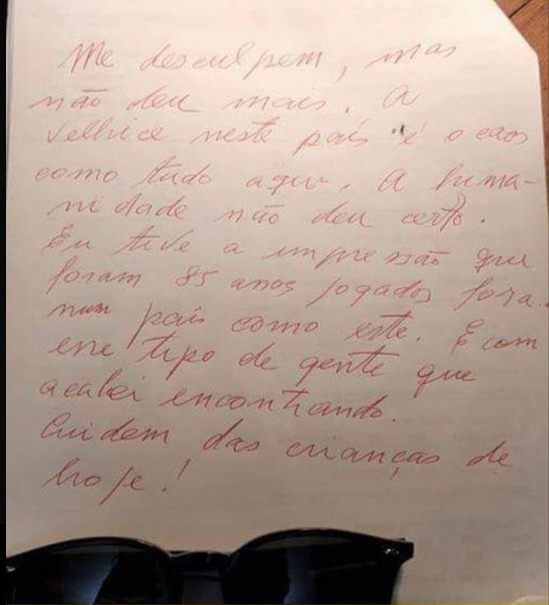 Carta de despedida deixada por Flávio (Foto: Reprodução/WhatsApp)