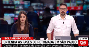 Mari Palma e Phelipe Siani quando comandavam juntos o Live CNN (Foto: Reprodução/CNN Brasil)