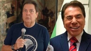 Faustão e Silvio Santos já dividiram o mesmo palco no SBT em 1988 (Montagem: TV Foco)