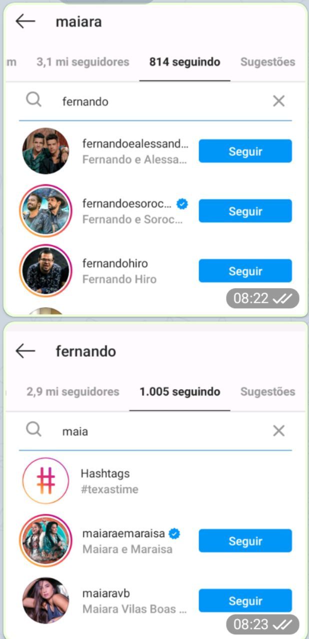 Maiara e Fernando deixaram de se seguir no Instagram (Foto: Reprodução/ Instagram)