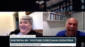 Márcio Canuto durante live com Datena: apresentador quer amigo na Band