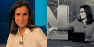 Renata Vasconcellos descontraiu ao fazer um desabafo na bancada do Jornal Nacional (Foto: Reprodução)