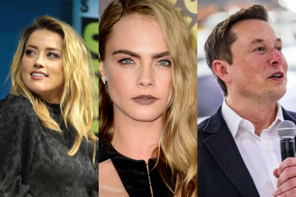 Johnny Depp acusa ex, Amber Heard, de fazer ménage com Cara Delevingne, e o empresário Elon Musk (Foto: Reprodução)