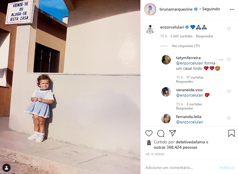 Bruna Marquezine surgiu em foto do passado e ganhou comentário de Enzo Celulari 