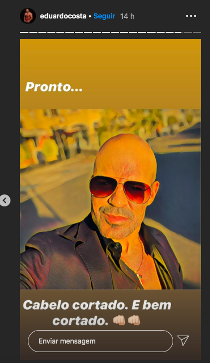 Eduardo Costa apareceu sem cabelo em seu Instagram (Foto: reprodução)