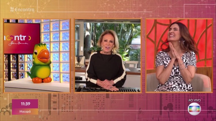 Ana Maria Braga, Fátima Bernardes e Louro José no Encontro da Globo (Imagem: Reprodução)