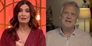 Fátima Bernardes no Encontro e Pedro Bial em seu talk show; matinal derrubou audiência (Foto: Reprodução/Globo/Montagem)