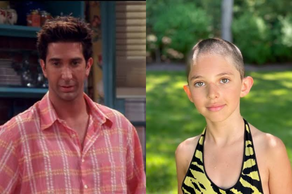 Filha de David Schwimmer, astro de Frends, raspa a cabeça aos 9 anos de idade (Foto: Reprodução)
