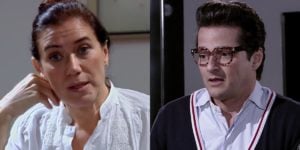 Lilia Cabral (Griselda) e Marcelo Serrado (Crô) em Fina Estampa, que bateu recorde negativo de audiência (Foto: Reprodução/Globo)