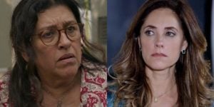 Regina Casé (Lurdes) em Amor de Mãe e Christiane Torloni (Tereza Cristina) em Fina Estampa; novelas serão exibidas em sequência na faixa das nove (Foto: Reprodução/Globo/Montagem)