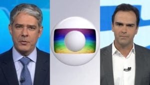 William Bonner no Jornal Nacional e Tadeu Schmidt no Fantástico; programas tem faturamento com breaks exclusivos (Foto: Reprodução/Globo/Montagem TV Foco)