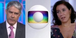 William Bonner no Jornal Nacional e Lilia Cabral (Griselda) em cena de Fina Estampa, os programas mais caros da TV para se anunciar (Foto: Reprodução/Globo/Montagem)