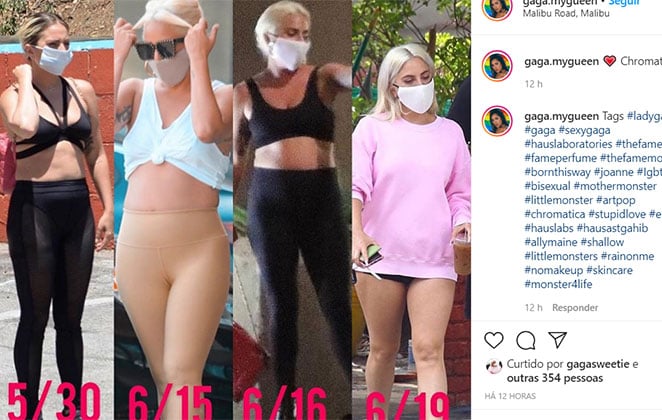 Imagens que mostram a barriguinha de Lady Gaga (Foto: Reprodução)