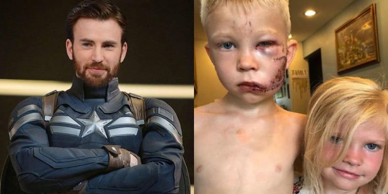 Chris Evans, o Capitão América, envia mensagem para garoto que salvou irmã (Foto: Reprodução)