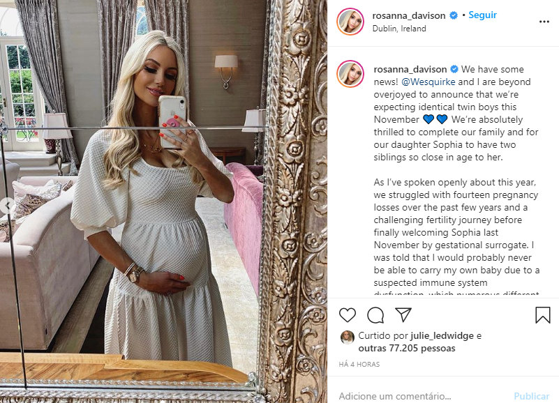 Publicação de Rosanna Davison no Instagram (Foto: Reprodução)