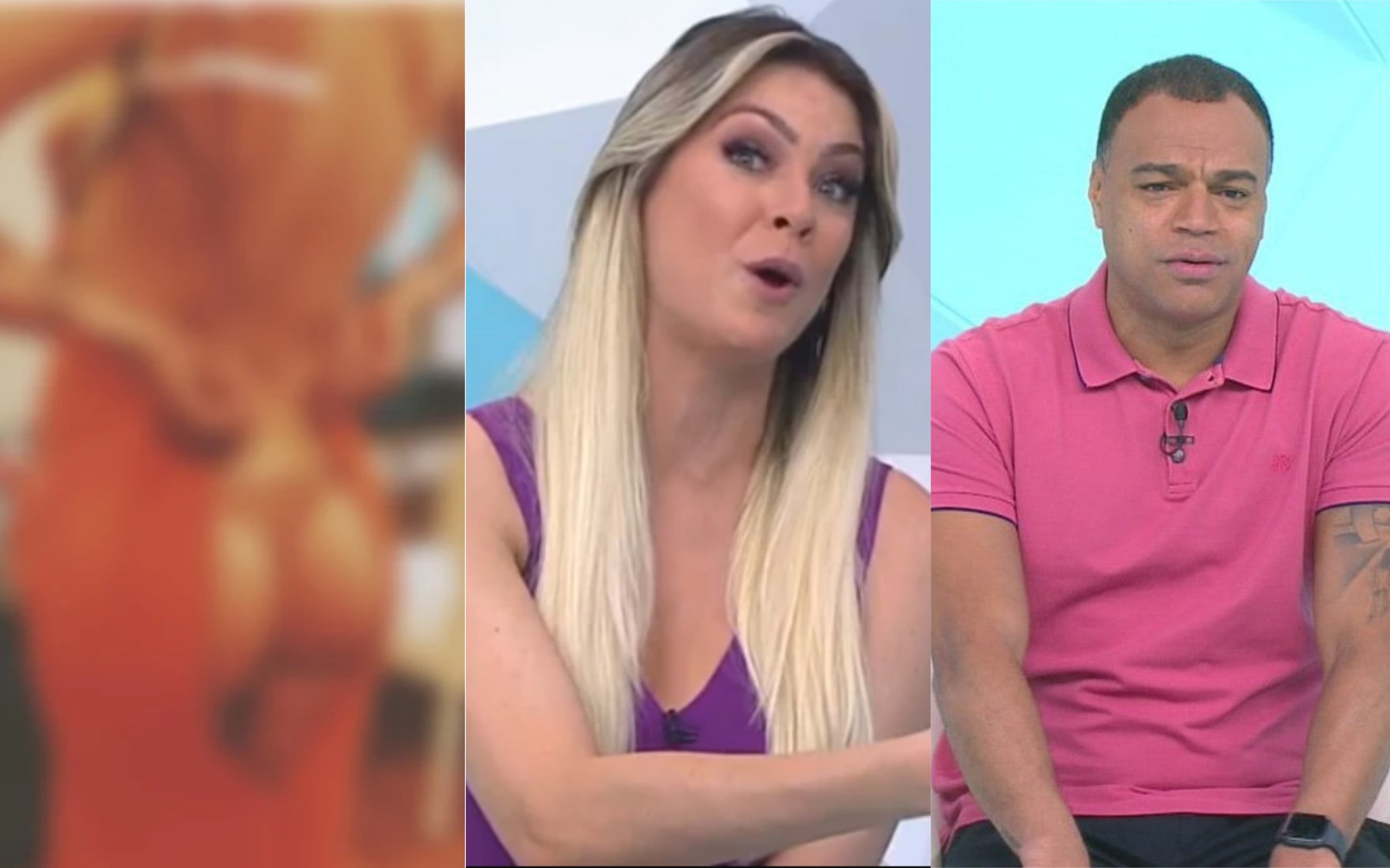 Renata Fan apresenta o Jogo Aberto ao ladod e Denilson (Foto: Divulgação)