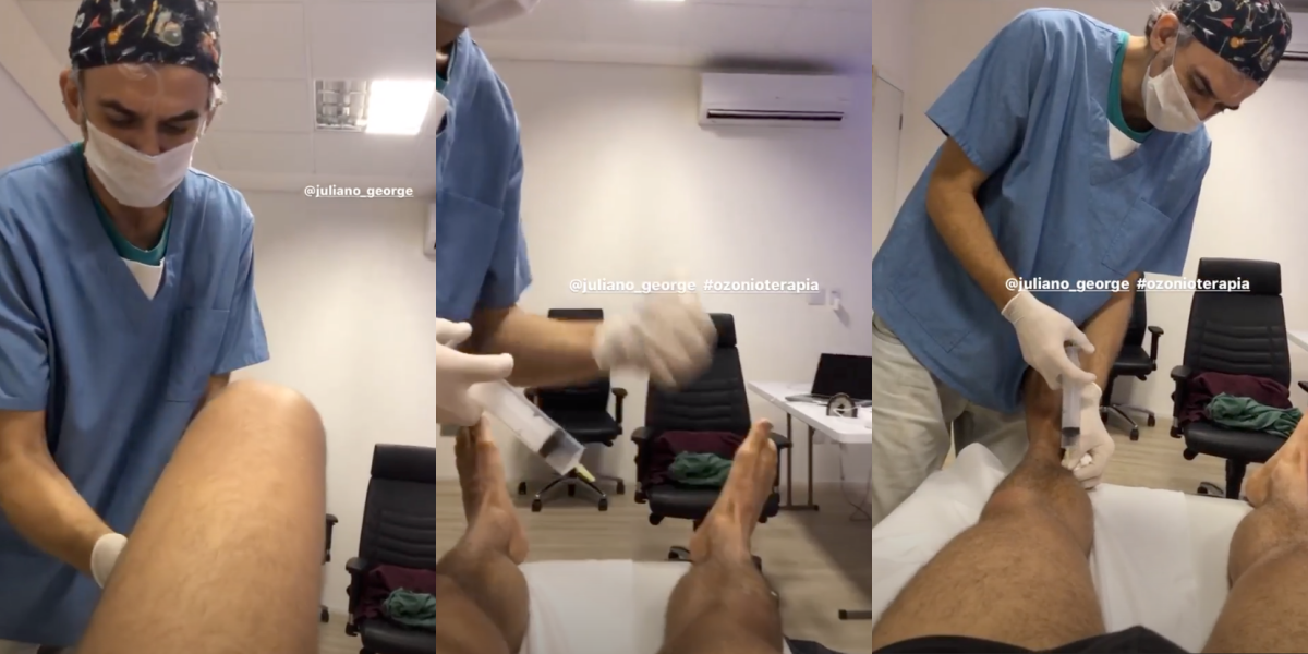 Marcus Buaiz em sessão de Ozonioterapia (Foto: Montagem)