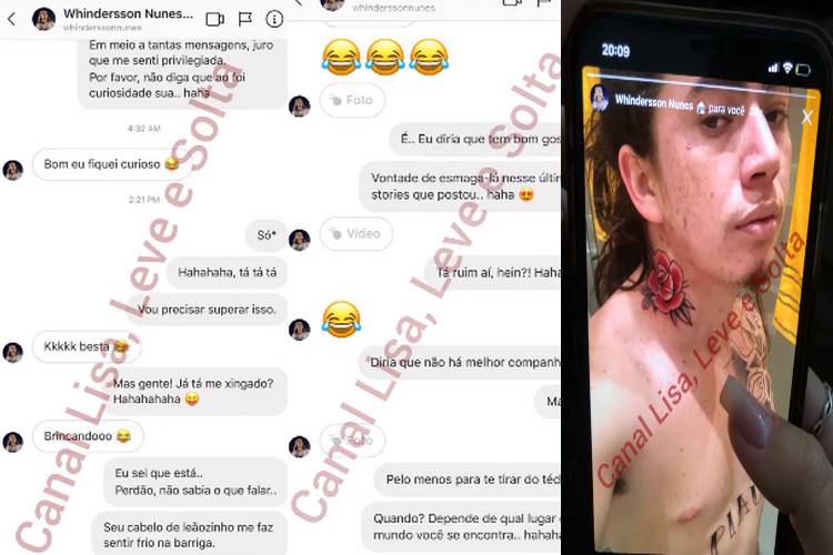 Conversa vazada de Whindersson Nunes com atriz (Foto: Montagem/TV Foco)