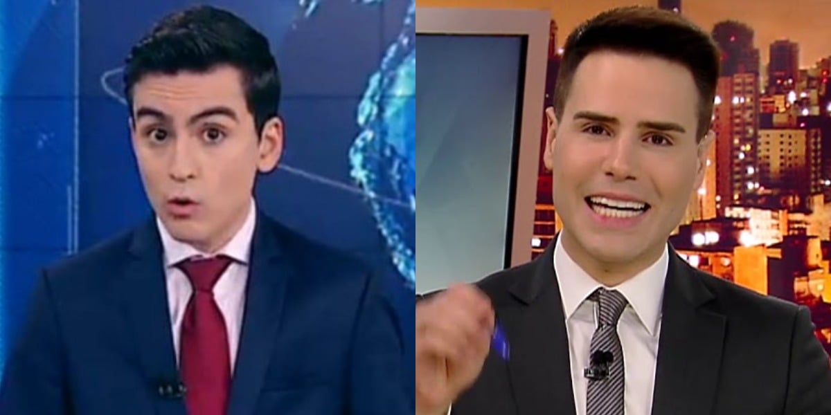Dudu Camargo e Luiz Bacci estão em guerra (Foto: Reprodução/SBT/Record)