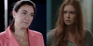Lilia Cabral (Griselda) em Fina Estampa e Marina Ruy Barbosa (Eliza) em Totalmente Demais; novela das nove foi ameaçada pela trama das sete na audiência (Foto: Reprodução/Globo)