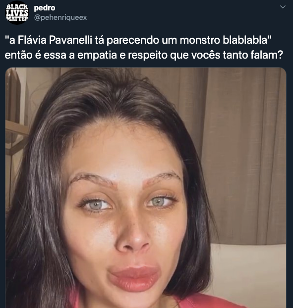 Flávia Pavanelli foi duramente criticada pelos procedimentos estéticos (Foto: reprodução/Twitter)