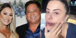 Poliana Rocha, esposa de Leonardo, comentou sobre uma briga em casa (Foto: montagem)