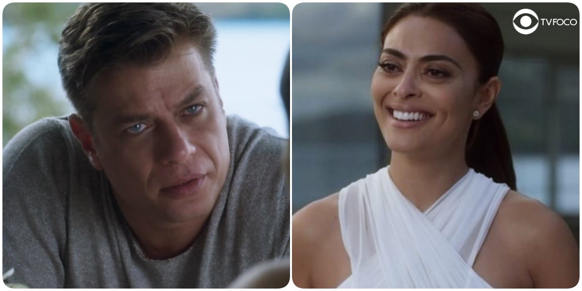 Fotomontagem feita pelo TV Foco com Arthur e Carolina da novela Totalmente Demais
