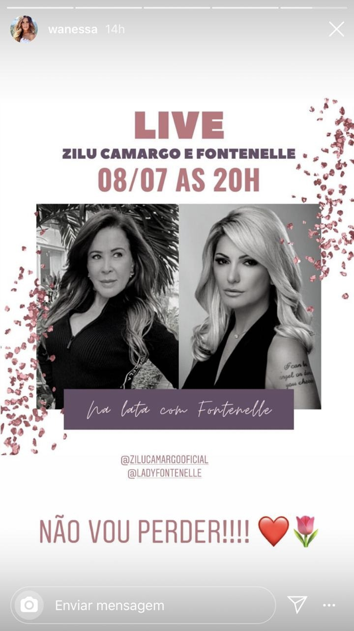 Wanessa compartilhou o anúncio da transmissão ao vivo de Zilu (Foto: reprodução/Instagram)