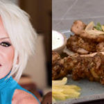 kebab de frango no espeto com molho de laranja feito por Ana Maria Braga no Encontro (Foto: Reprodução)