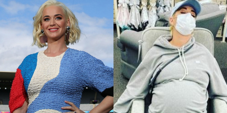 Katy Perry dorme em poltrona de loja (Foto: Reprodução)