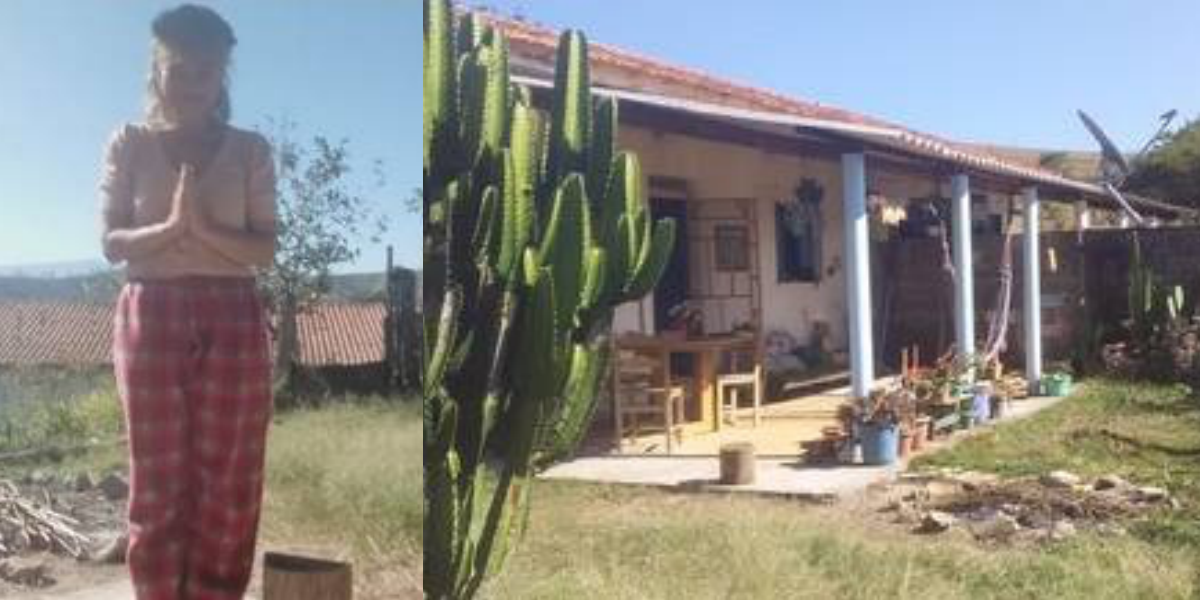 Aretha Marcos e sua casa no sítio (Foto: Montagem)
