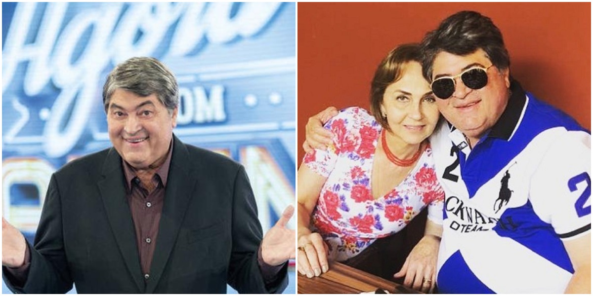 O apresentador Datena, da Band, ao lado da esposa, Matilde (Reprodução)